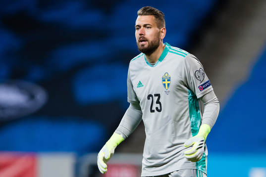 Goalkeeper Kristoffer Nordfeldt of Sweden