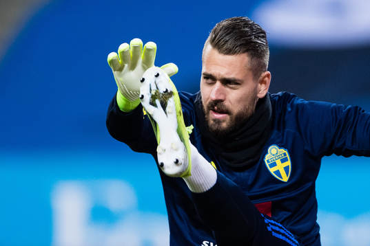 Goalkeeper Kristoffer Nordfeldt of Sweden