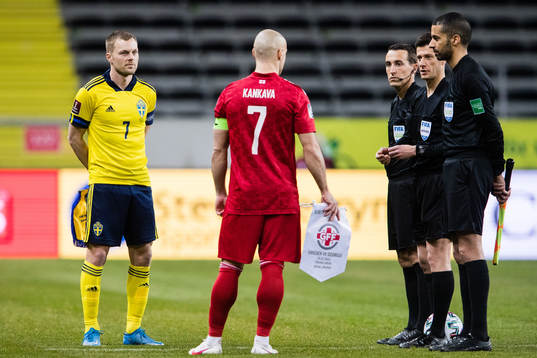 Sebastian Larsson of Sweden, Jaba Kankava of Georgia and