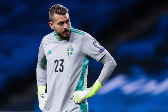 Goalkeeper Kristoffer Nordfeldt of Sweden