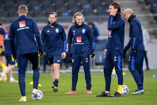 Emil Forsberg, Albi nEkdal and Robin Quaison of Sweden