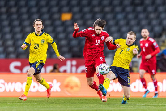Kristoffer Olsson and Sebastian Larsson of Sweden against
