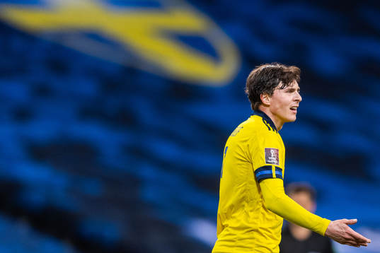 Victor Nilsson Lindelöf of Sweden reacts