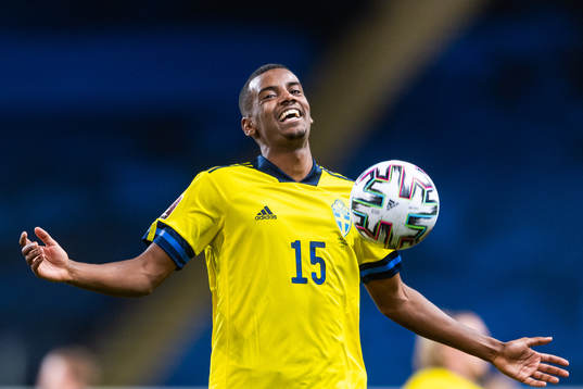 Alexander Isak of Sweden reacts