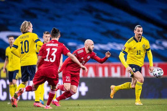 Zlatan Ibrahimovic of Sweden and Valerian Gvilia of Georgia