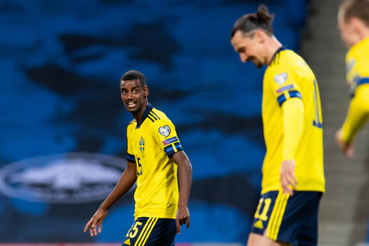Alexander Isak and Zlatan Ibrahimovic of Sweden
