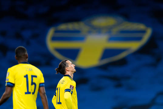 Zlatan Ibrahimovic of Sweden looks dejected