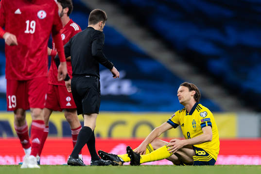 Albin Ekdal of Sweden looks dejected