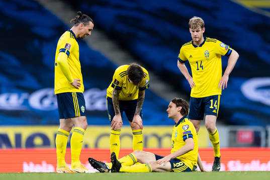 Albin Ekdal of Sweden looks dejected