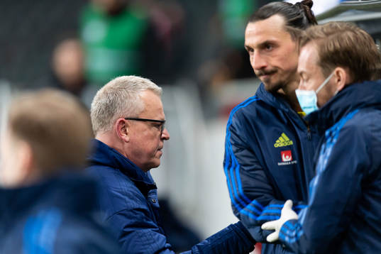 Janne Andersson, head coach, and Zlatan Ibrahimovic of