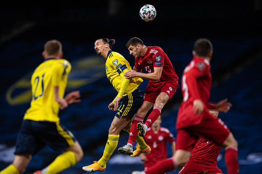 Zlatan Ibrahimovic of Sweden and Lasha Dvali of Georgia