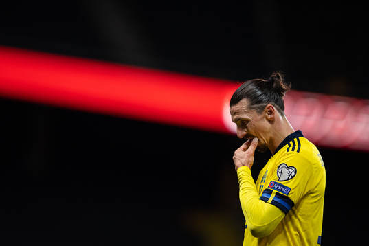 Zlatan Ibrahimovic of Sweden looks dejected