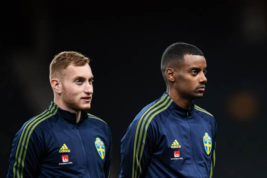 Dejan Kulusevski and Alexander Isak of Sweden
