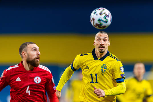 Guram Kashia of Georgia and Zlatan Ibrahimovic of Sweden