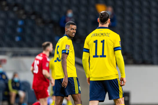 Alexander Isak and Zlatan Ibrahimovic of Sweden