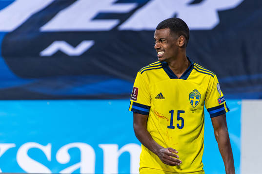 Alexander Isak of Sweden reacts