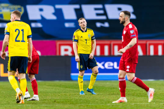 Sebastian Larsson of Sweden looks dejected