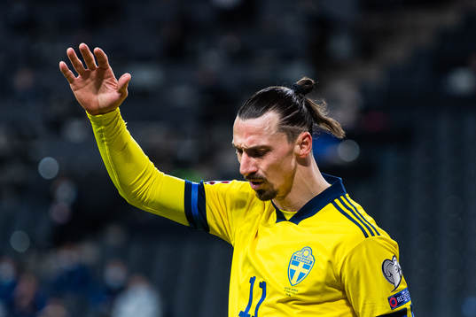 Zlatan Ibrahimovic of Sweden reacts