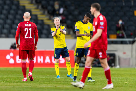 Sebastian Larsson and Alexander Isak of Sweden