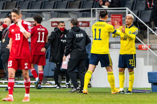 Zlatan Ibrahimovic is substituted for Robin Quaison of