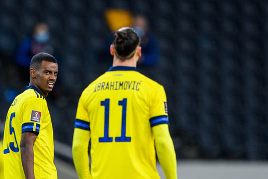Alexander Isak and Zlatan Ibrahimovic of Sweden