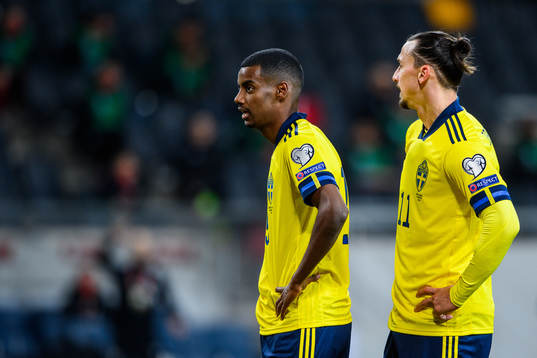 Alexander Isak and Zlatan Ibrahimovic of Sweden