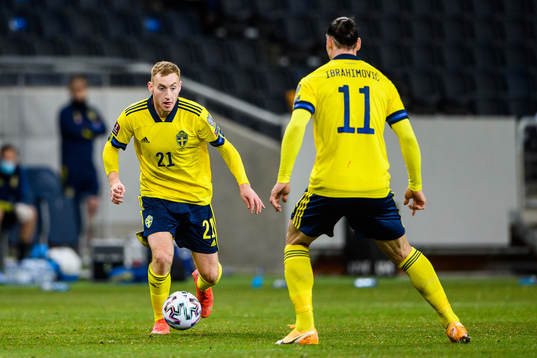 Dejan Kulusevski and Zlatan Ibrahimovic of Sweden
