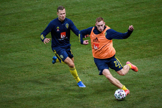 Viktor Claesson and Dejan Kulusevski of Sweden