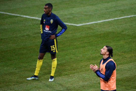 Alexander Isak and Zlatan Ibrahimovic of Sweden