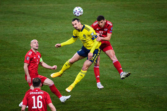 Zlatan Ibrahimovic of Sweden and Lasha Dvali of Georgia