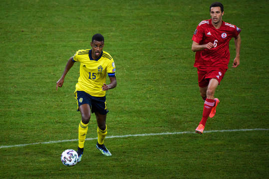 Alexander Isak of Sweden and Giorgi Aburjania of Georgia