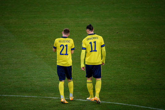 Dejan Kulusevski and Zlatan Ibrahimovic of Sweden