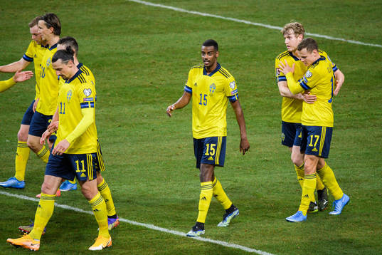 Alexander Isak , Filip Helander and Viktor Claesson of