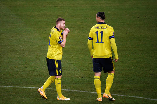 Dejan Kulusevski and Zlatan Ibrahimovic of Sweden