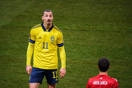 Zlatan Ibrahimovic of Sweden and Giorgi Aburjania of Georgia