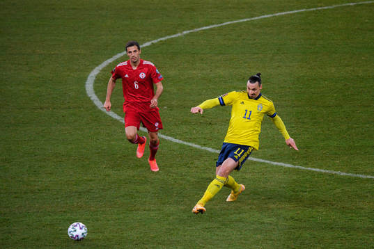 Giorgi Aburjania of Georgia and Zlatan Ibrahimovic of Sweden