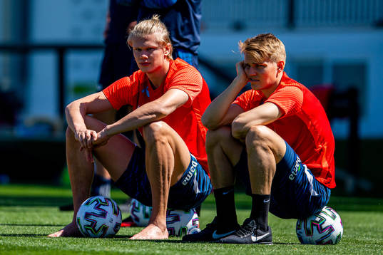 Erling Braut Haaland and Martin Ødegaard of the Norwegian