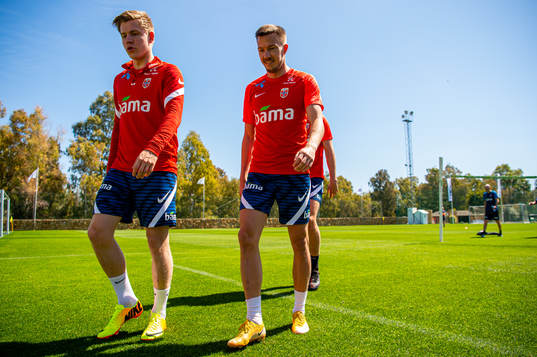 Jens Petter Hauge and Martin Linnes of the Norwegian