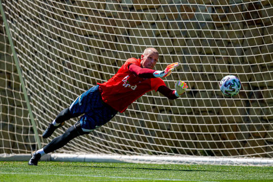 Goalkeeper André Hansen of the Norwegian national football