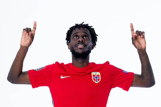Tokmac Nguen of the Norwegian national football team poses