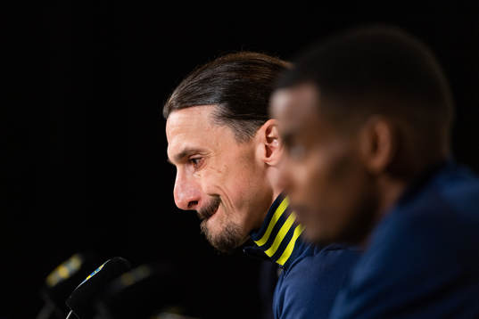 Zlatan Ibrahimovic and Alexander Isak of Sweden