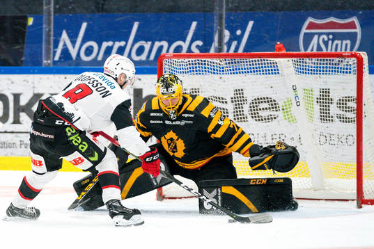 Malmö Redhawks Johan Olofsson och Skellefteås målvakt