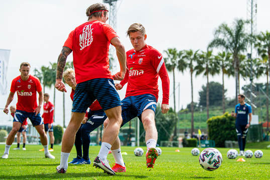 Patrick Berg and Jens Petter Hauge of the Norwegian