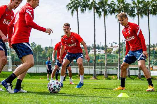 Leo Østigård and Martin Ødegaard of the Norwegian
