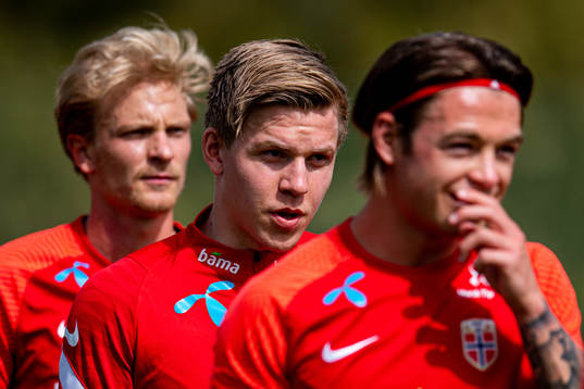Morten Thorsby, Jens Petter Hauge and Patrick Berg of the