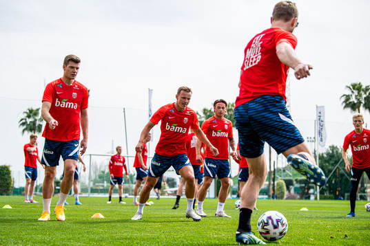 Alexander Sørloth, Marius Lode and Patrick Berg of the