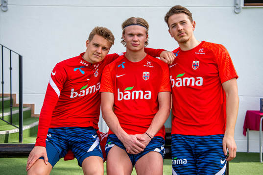 Martin Ødegaard, Erling Braut Haaland and Sander Berge of