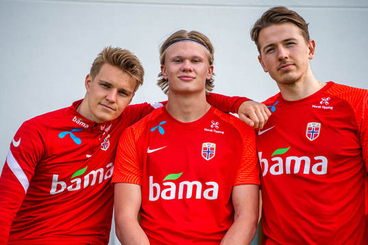 Martin Ødegaard, Erling Braut Haaland and Sander Berge of