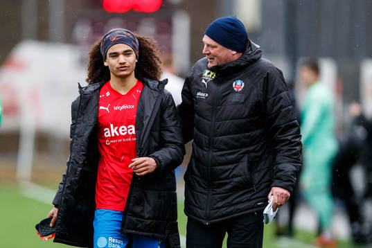 Helsingborgs Adam Kaied och tränare Jörgen Lennartsson