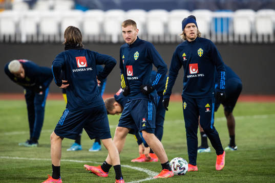 Dejan Kulusevski and Emil Forsberg of the Swedish national